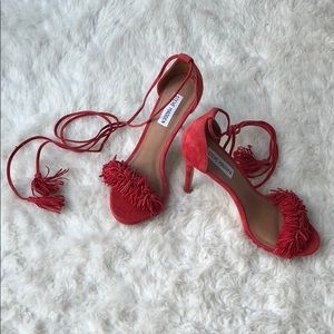 8.5 Steven madden fringe red heels